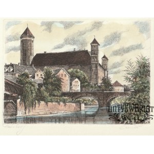 LIDZBARK WARMIŃSKI. Zamek; Karl Zwicker, okres międzywojenny; w dole sygn. ołówkiem; akwf. kolor. …