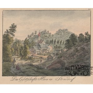STANISZÓW (pow. jeleniogórski). Widok na gospodę z browarem; ryt. Friedrich August Tittel, 1821; …
