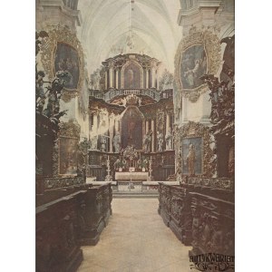 HENRYKÓW (pow. ząbkowicki). Wnętrze kościoła w klasztorze. Wg fot. Juliusa Hollosa, na ozdobnym k …