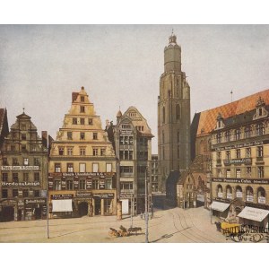 WROCŁAW. Bazylika św. Elżbiety (wieża). Wg fot. Juliusa Hollosa, na ozdobnym kartonie, kolor., st …