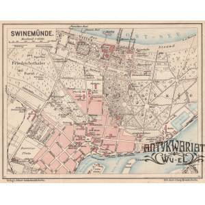 ŚWINOUJŚCIE. Plan miasta; Lith. Anst. v. Leop. Kraatz, wyd. Albert Goldschmidt, Berlin 1908; podz …