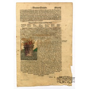 KRUSZWICA. Fantazyjny widok Mysiej Wieży – cała karta z: Cosmographia Sebastiana Münstera, wyd. H …