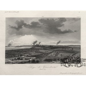 GRUDZIĄDZ. Panorama miasta oblężonego przez wojska napoleońskie w 1807 r.; ryt. Chavane według ry …