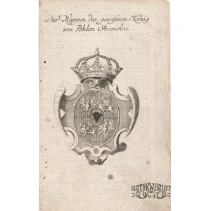 POLSKA. Herb Stanisława Leszczyńskiego jako króla Polski; anonim, ok. 1790; na verso fragm. drzew …