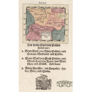 POLSKA. Mapa ziem polskich – karta z miniaturowego atlasu Gabriela Bodenehra, oprac. Johann Ulric …