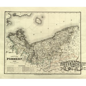 POMORZE. Mapa Prowincji Pomorze; rys. kpt. C. Radefeld, pochodzi z: Meyer’s Handatlas, wyd. Bibli …