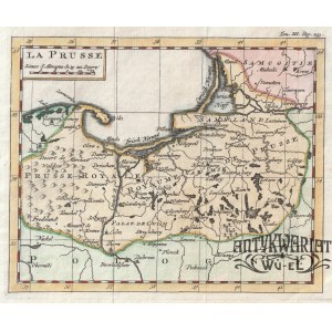 PRUSY. Mapa Królestwa Prus; anonim, ok. 1750; na górnym marginesie: Tom. III. Pag. 233; miedz. ko …