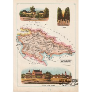 KONSTANTYNÓW. Mapa powiatu; w górze i dole widoki w 3 sekcjach: Zamek w Janowie; Wygoda; Ogólny w …