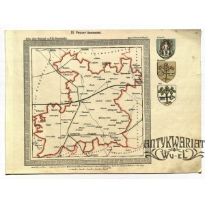 GRODZISK WIELKOPOLSKI. Mapa ziemskiego powiatu; pochodzi z: Atlas ziem polskich, Z.Ś. Słupski, wy …