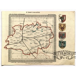 LESZNO. Mapa ziemskiego powiatu; pochodzi z: Atlas ziem polskich, Z.Ś. Słupski, wyd. Gebethner …