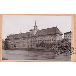 WROCŁAW. Uniwersytet od strony Odry; fot. z teczki: Breslau, Drezno 1892; fot. cz.-b. na firmowym …