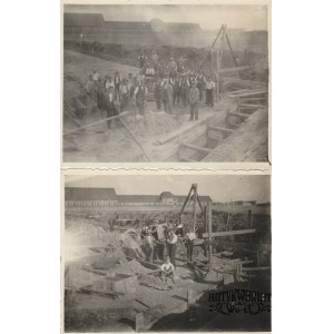 POZNAŃ. Zestaw dwóch fotografii przedstawiających budowę kanalizacji w 1933 r.; anonim; …