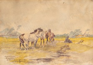 Rybkowski Tadeusz (1848-1926), Stare konie na pastwisku, 1925