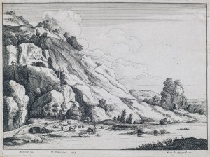 Hollar Wenceslaus (1607-1677), Pejzaż z kamiennym mostem, 1649