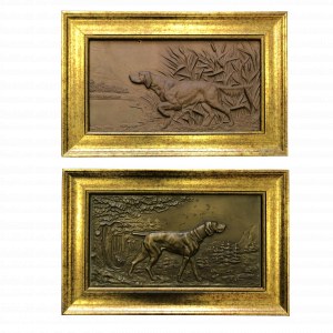 A pair of hunting reliefs, 20th century.