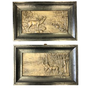 A pair of hunting reliefs, 20th century.