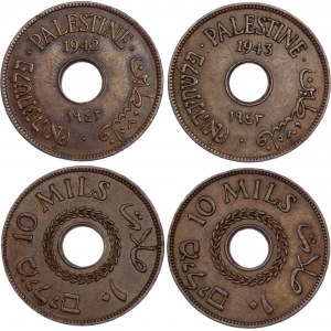 Palestine 2 x 10 Mils 1942 - 1943