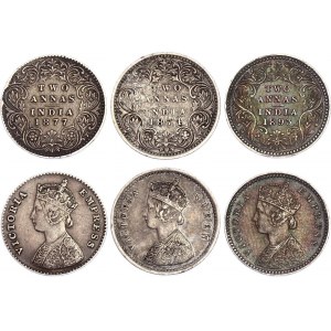 British India 3 x 2 Annas 1874 - 1893