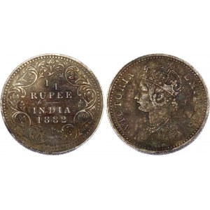 British India 1/4 Rupee 1882 B Rare