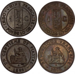French Indochina 2 x 1 Centime 1894 & 1895 A