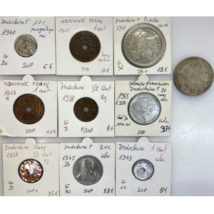 Indochina Lot of 10 Coins 1901 - 1947