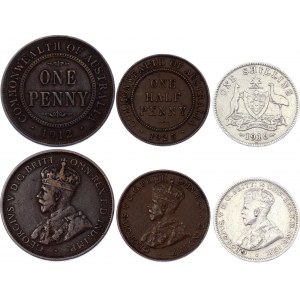 Australia Lot of 3 Coins 1912 - 1925