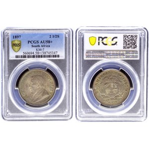 South Africa 2-1/2 Shillings 1897 PCGS AU 58+