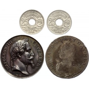 France Lot of 3 Coins & Medal 1727 - 1915