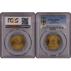 France 2 Francs 1921 PCGS MS65