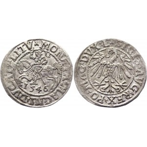 Lithuania 1/2 Groschen / Półgrosz 1546 R3 Sigismund II Augustus