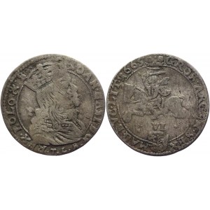 Lithuania 6 Groschen / Szóstak 1665 R1 John II Casimir