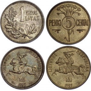 Lithuania 5 Centai & 1 Litas 1925