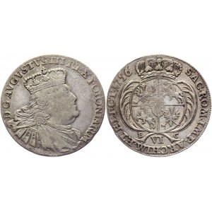 Poland 6 Groschen / Szóstak 1756 EC R2 August III Sas