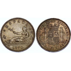 Spain 2 Pesetas 1870 (73) DEM
