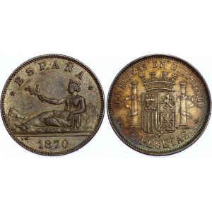 Spain 2 Pesetas 1870 (74) DEM