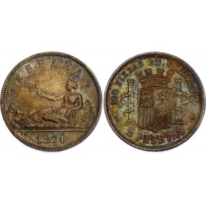 Spain 2 Pesetas 1870 (75) DEM