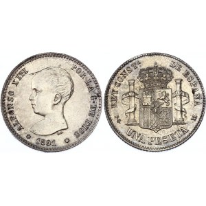 Spain 1 Peseta 1891 (91) PGM