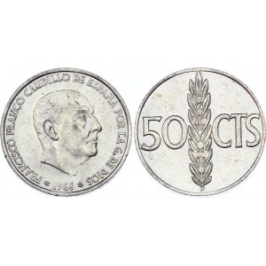 Spain 50 Centimos 1966 (70) Prooflike Rare