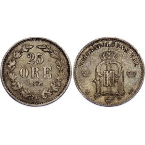 Sweden 25 Ore 1876 ST Overdate
