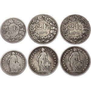 Switzerland Lot of 3 Coins 1877 - 1879