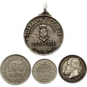 Brazil Lot of 3 Coins & Medal 1873 - 1951