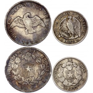 Chile 20 & 50 Centavos 1855 - 1866