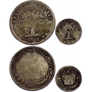 Costa Rica 5 & 25 Centavos 1864 - 1875