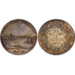 German States Frankfurt 2 Taler / 3-1/2 Gulden 1843