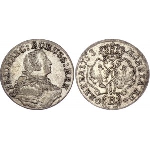 German States Prussia 3 Kreuzer 1753 B