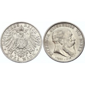 Germany - Empire Baden 2 Mark 1907 A