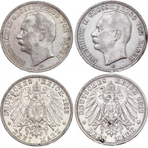 Germany - Empire Baden 2 x 3 Mark 1911 - 1912 G