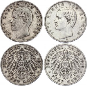 Germany - Empire Bavaria 2 x 5 Mark 1903 & 1907 D