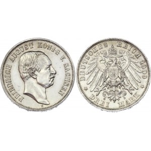 Germany - Empire Saxony 3 Mark 1909 E