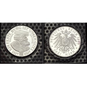 Germany - Empire Saxony 3 Mark 1917 (1985) E Restrike